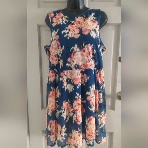 Torrid Underwire Swimdress 3 D/DD Blue Floral Mesh